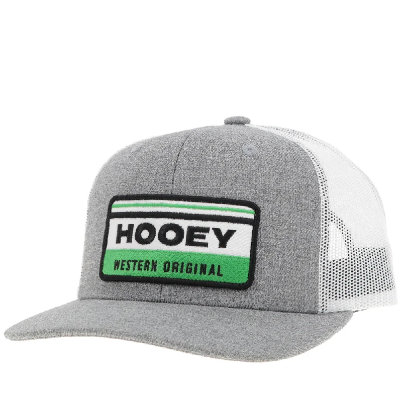 Pink Baseball Cap for Feminine -"Horizon" Hat Grey/White w/Green/White & Black Patch