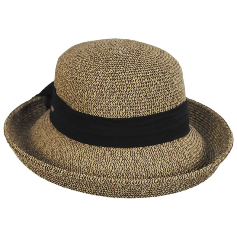 Comfortable straw visor hat for women with adjustable strap and sporty look -Hera Toyo Straw Kettle Edge Sun Hat