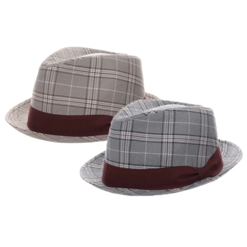 Warm felt hat with thick cozy layers -Stacy Adams Stanza Polyester Plaid Trilby Hat