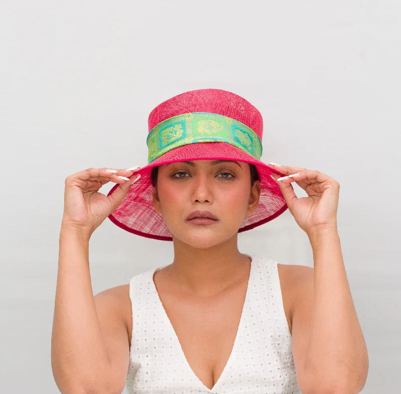 Elegant wool felt hat for special events -Red hat with silk hat band