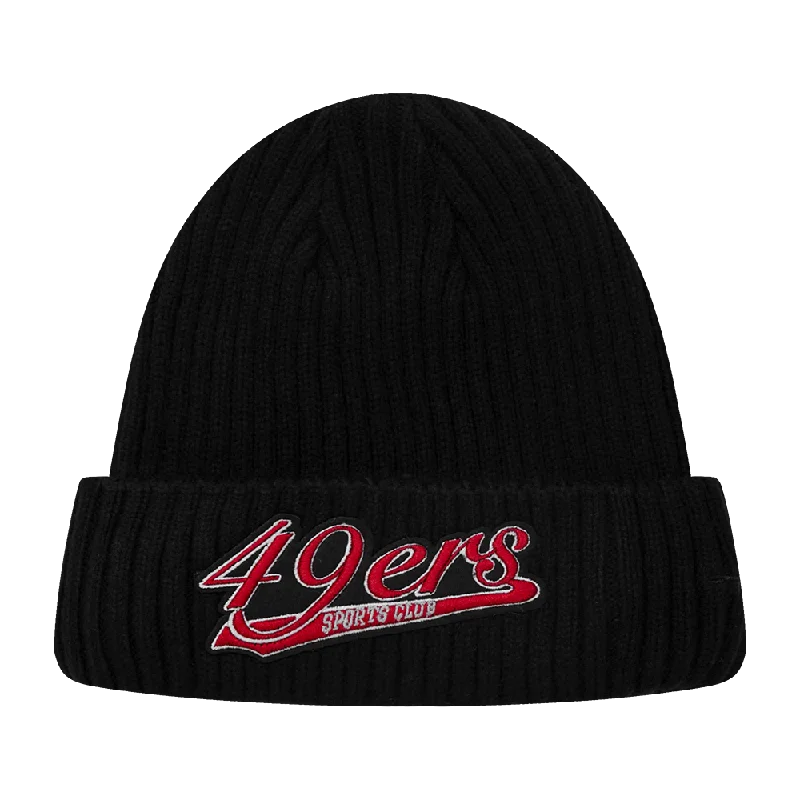 Leather trucker cap for edgy rugged appeal -NFL SAN FRANCISCO 49ERS SCRIPT BEANIE (BLACK)