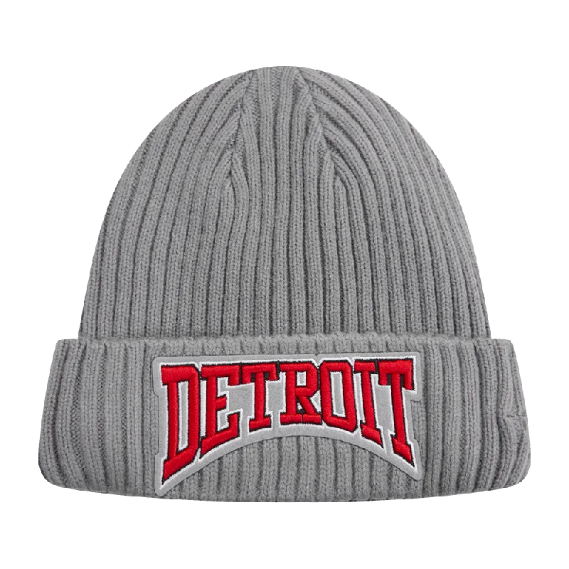 Embroidered cap with personalized name design -NHL DETROIT RED WINGS CREST EMBLEM BEANIE (GRAY)