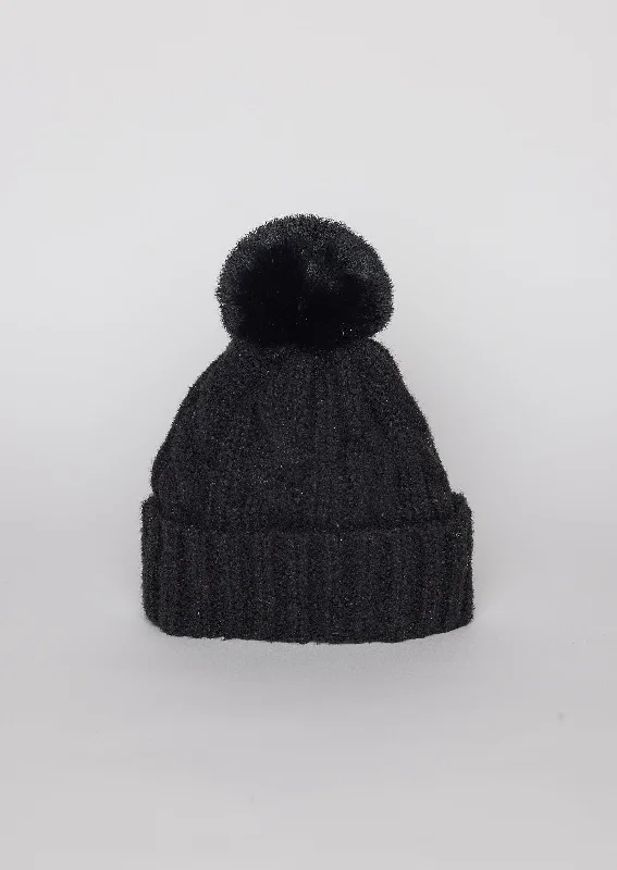 Casual denim cap for laid-back vibes -Devon Cable Beanie w/Pom