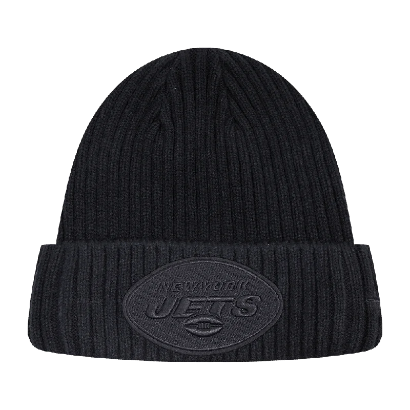 Team logo cap for loyal fan support -NFL NEW YORK JETS UNISEX CLASSIC 3BK BEANIE (TRIPLE BLACK)