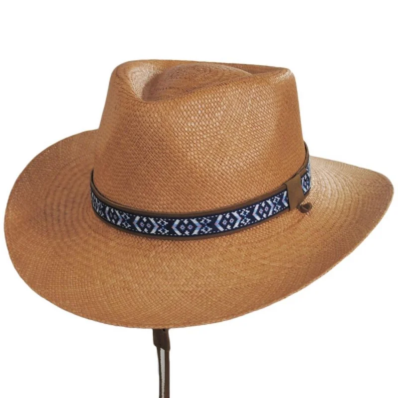 Adjustable straw beach hat for women with custom fit for comfort and sun protection -Tribu Panama Straw Outback Hat