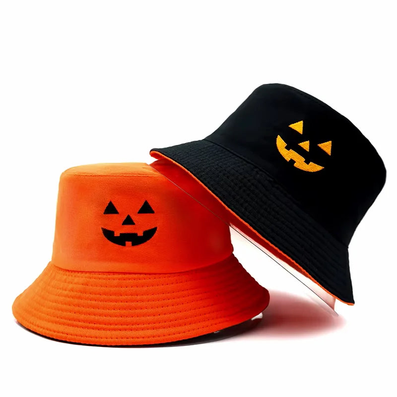 Beaded Bucket Hat for Decoration -Halloween Pumpkin Reversible Bucket Hat