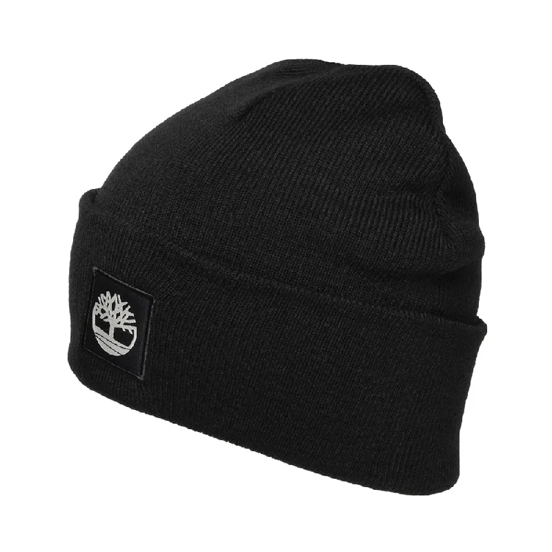 Lightweight running cap for marathon race days -Timberland Hats Tonal Patch Cuffed Beanie Hat - Black