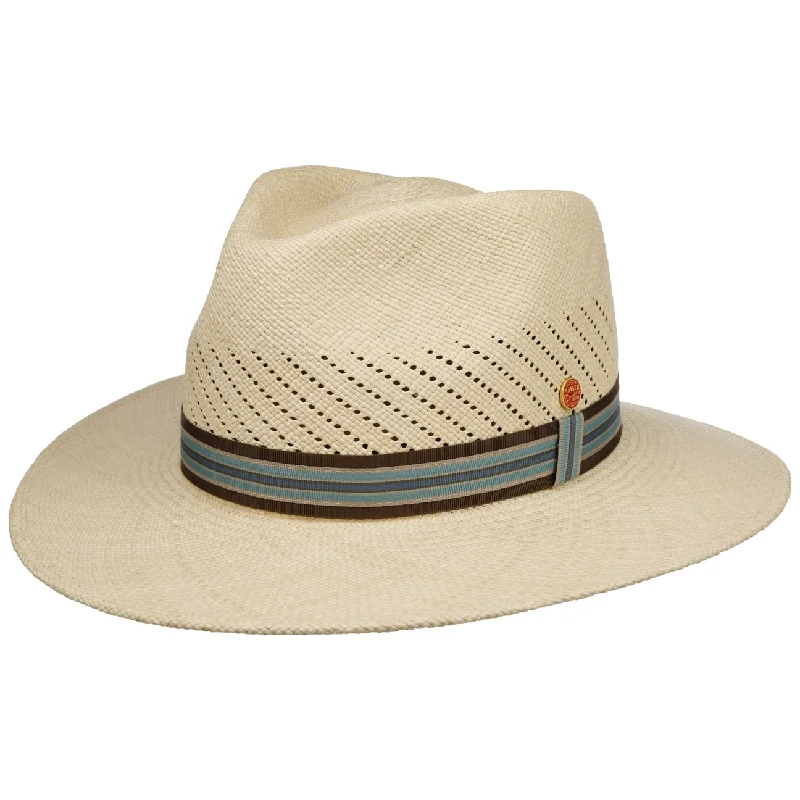 Stylish straw cap for men with woven texture and modern design -Vented Crown Panama Hat by Mayser