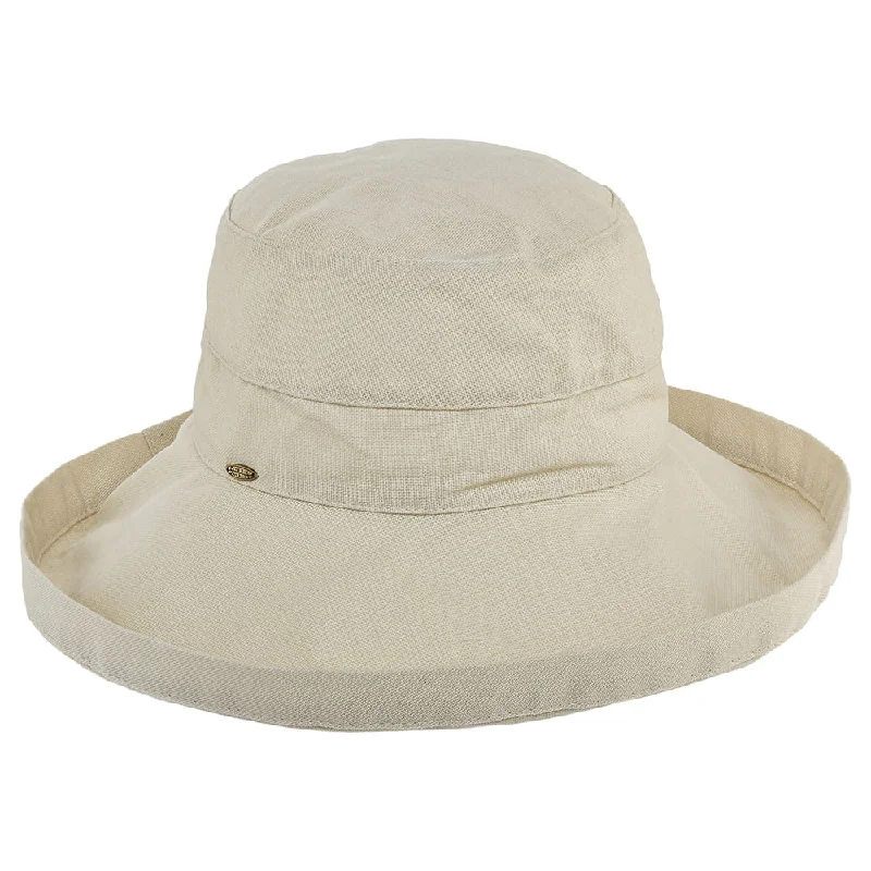 Boho-style straw hat for women with fringe details and relaxed look -Scala Hats Lanikai Packable Sun Hat - Natural