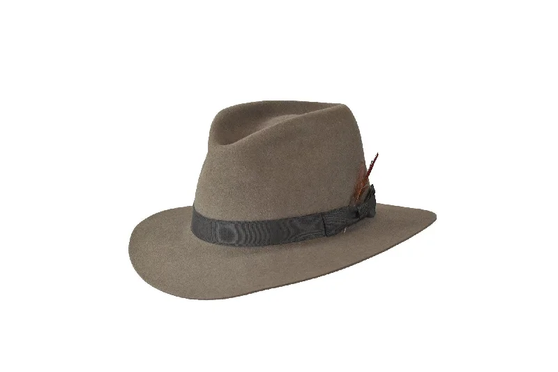 Handmade felt hat with rustic wool charm -Short Brim Beaver Fur Fedora Hat for Sale in Gray