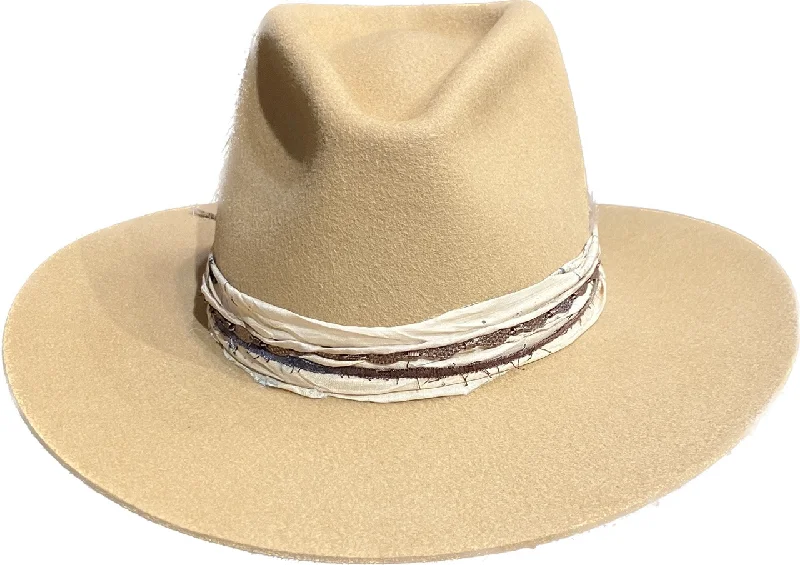 Vintage felt hat with timeless retro appeal -Camel Fedora Hat