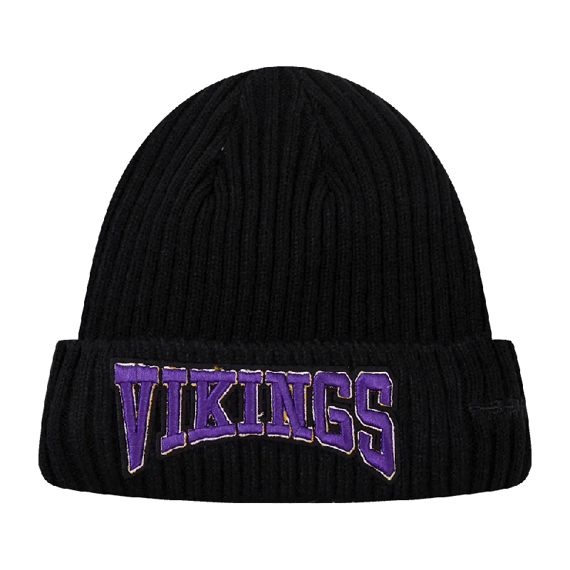 Classic cap with curved bill silhouette -NFL MINNESOTA VIKINGS CREST EMBLEM BEANIE (BLACK)