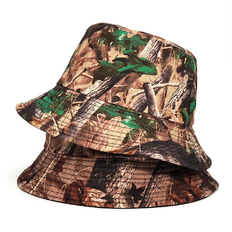 Retro Bucket Hat for Throwback -Forest Camouflage Bucket Hat