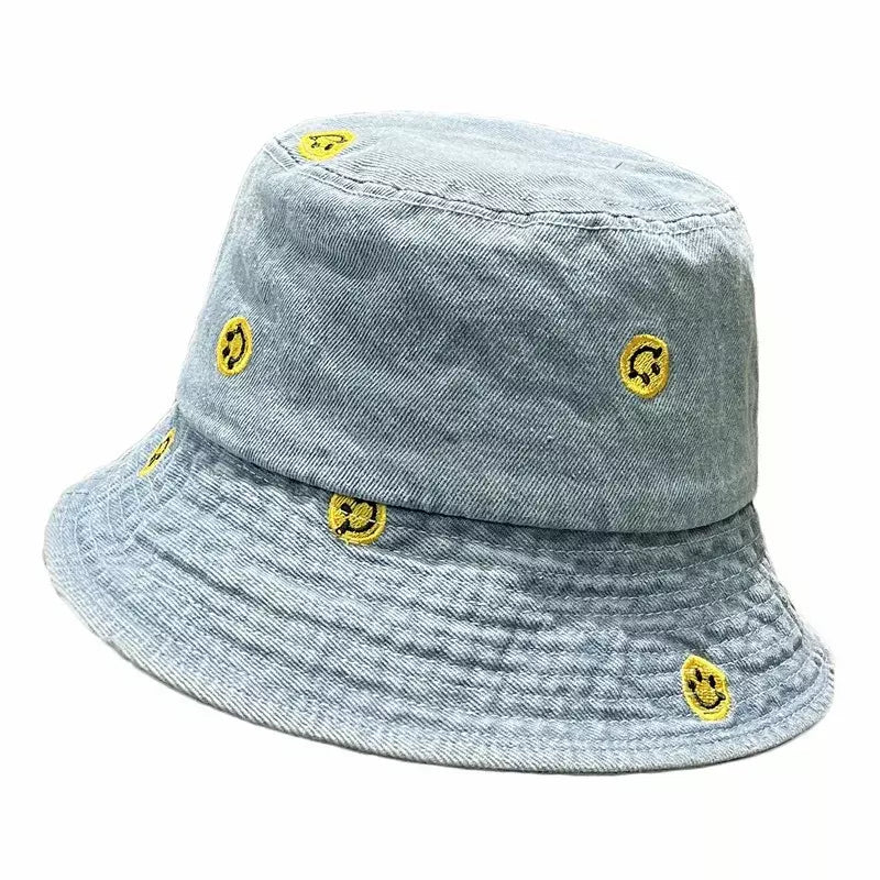 Canvas Bucket Hat for Outdoor -Smileys Cotton Denim Bucket Hat