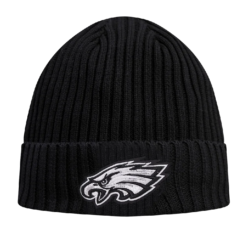 Adjustable cap with sturdy velcro closure -NFL PHILADELPHIA EAGLES KNIT BOX SET BEANIE (BLACK)