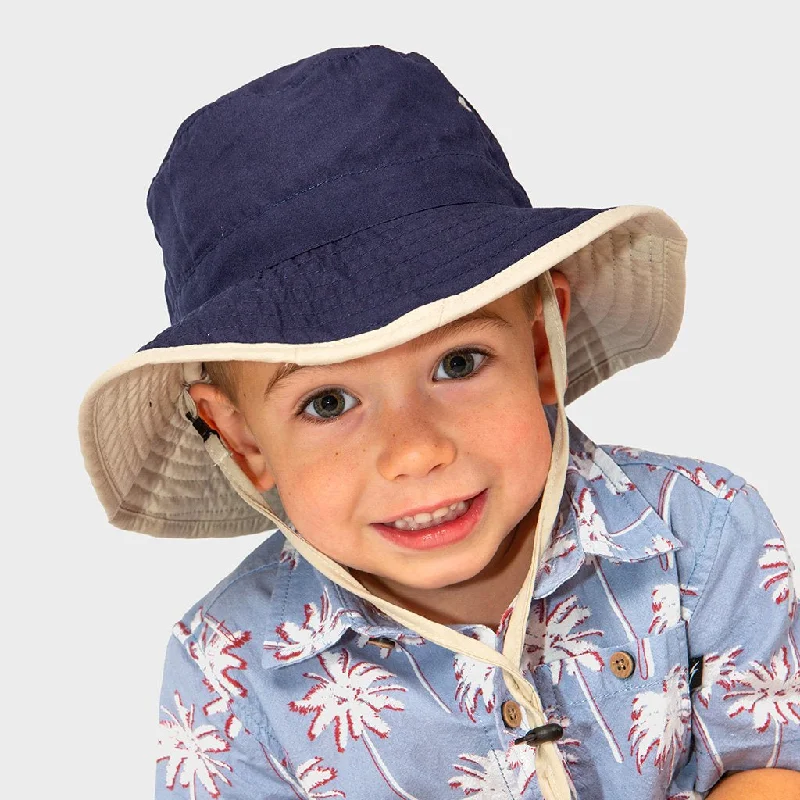 Graphic Design Bucket Hat for Art -Cancer Council Kids Charlie Bucket Hat - Navy/Stone