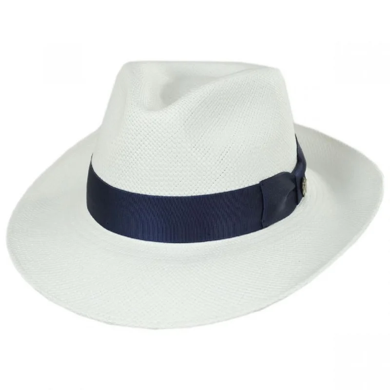 Vintage-style felt hat with subtle distressing -Santorini Panama Straw Fedora Hat