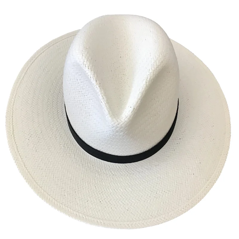 Soft felt hat with smooth texture finish -SAN SEBASTIAN PACKABLE STRAW FEDORA WHITE