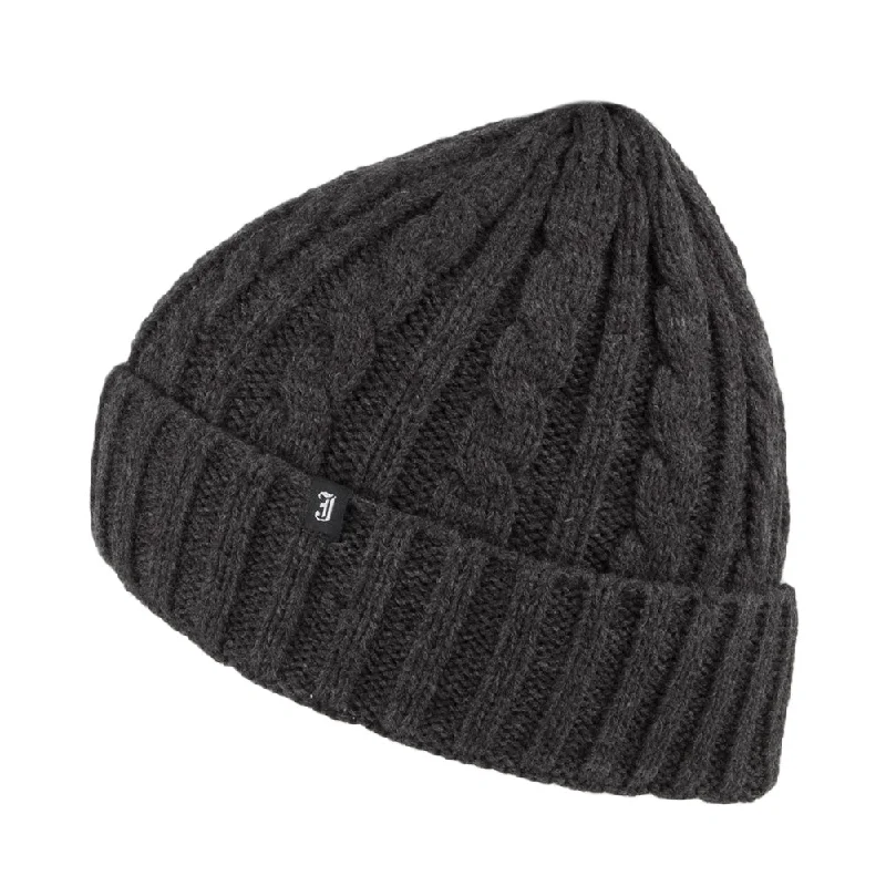 Soft cotton cap with breathable mesh back -Jaxon & James Cable Knit Beanie Hat - Dark Grey