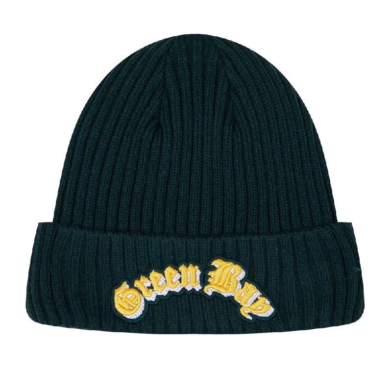 Minimalist cap for sleek simple style -NFL GREEN BAY PACKERS OLD ENGLISH UNISEX BEANIE (FOREST GREEN)