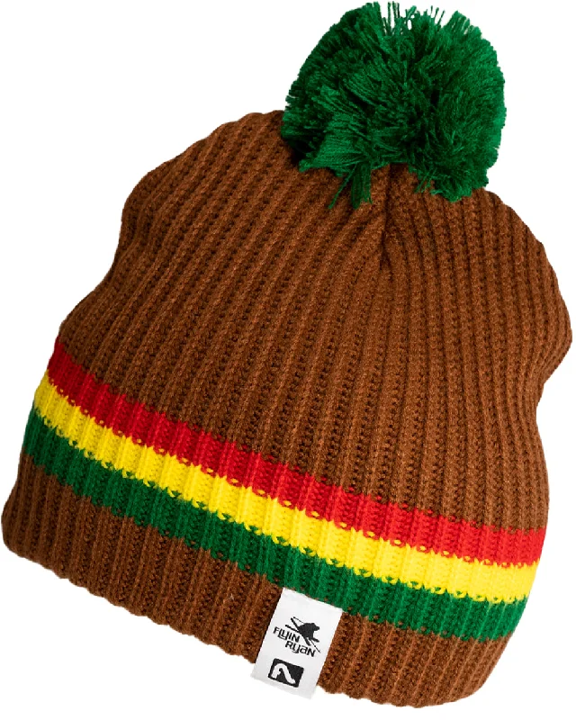 Neon trucker cap for high-visibility safety -Flyin Ryan Pom Beanie - Rasta Brown