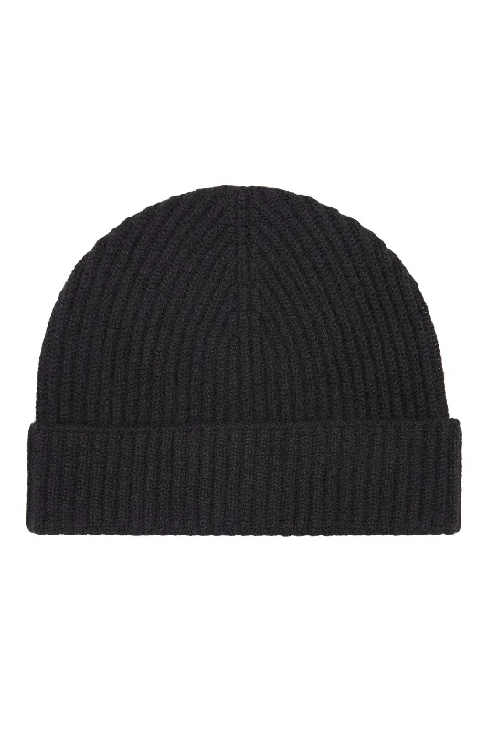 Warm wool cap for cold weather days -Black Cashmere Ski Beanie