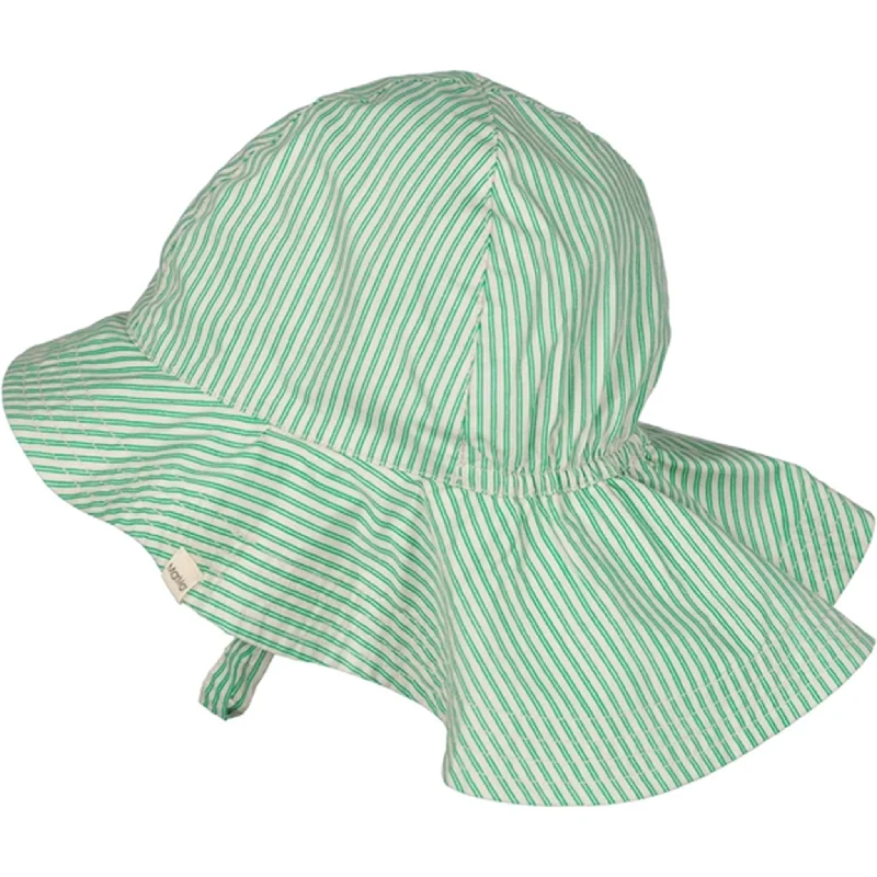 Boho-style straw hat for women with fringe details and relaxed look -MarMar Mint Leaf Stripes Alba Baby Long Sun Hat