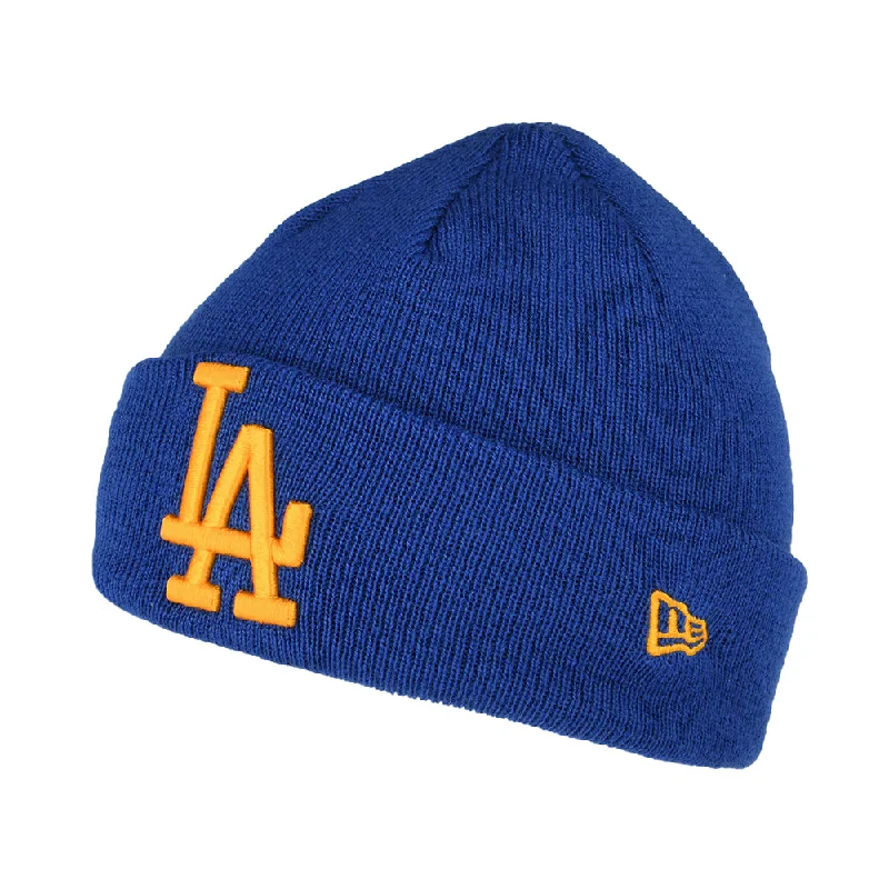 Adjustable dad cap for easy size tweaks -New Era Kids L.A. Dodgers Cuffed Beanie Hat - MLB League Essential - Azure-Yellow