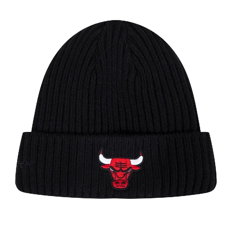 Embroidered cap with personalized name design -NBA CHICAGO BULLS OLD ENGLISH UNISEX BEANIE (BLACK)