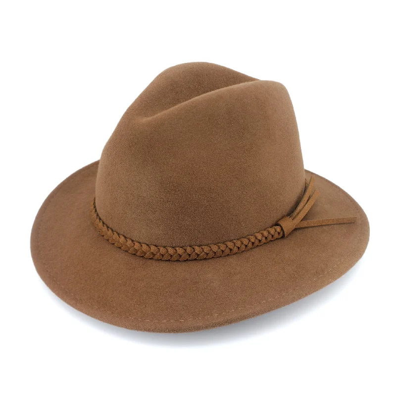 Soft felt hat for gentle head comfort -Cooroy Fedora Hat - Chocolate