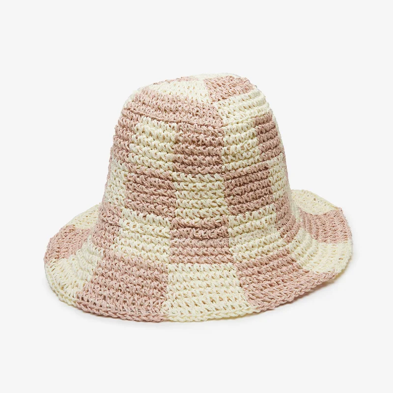 Handmade straw sun hat for women with rustic charm and timeless appeal -Sadie in Blush Ivory