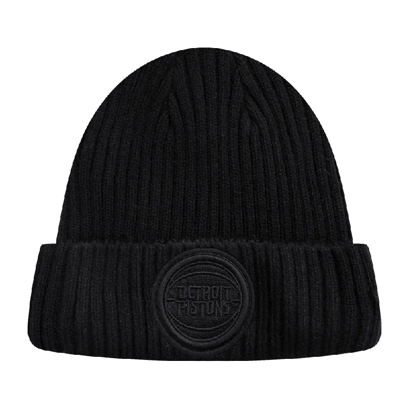 Wool blend cap for cozy fall fashion -NBA DETROIT PISTONS NEUTRAL BEANIE (BLACK)