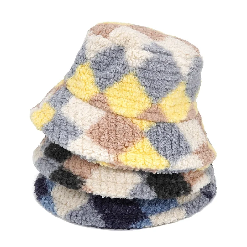 Military Bucket Hat for Tough -Rhombuses Fur Bucket Hat