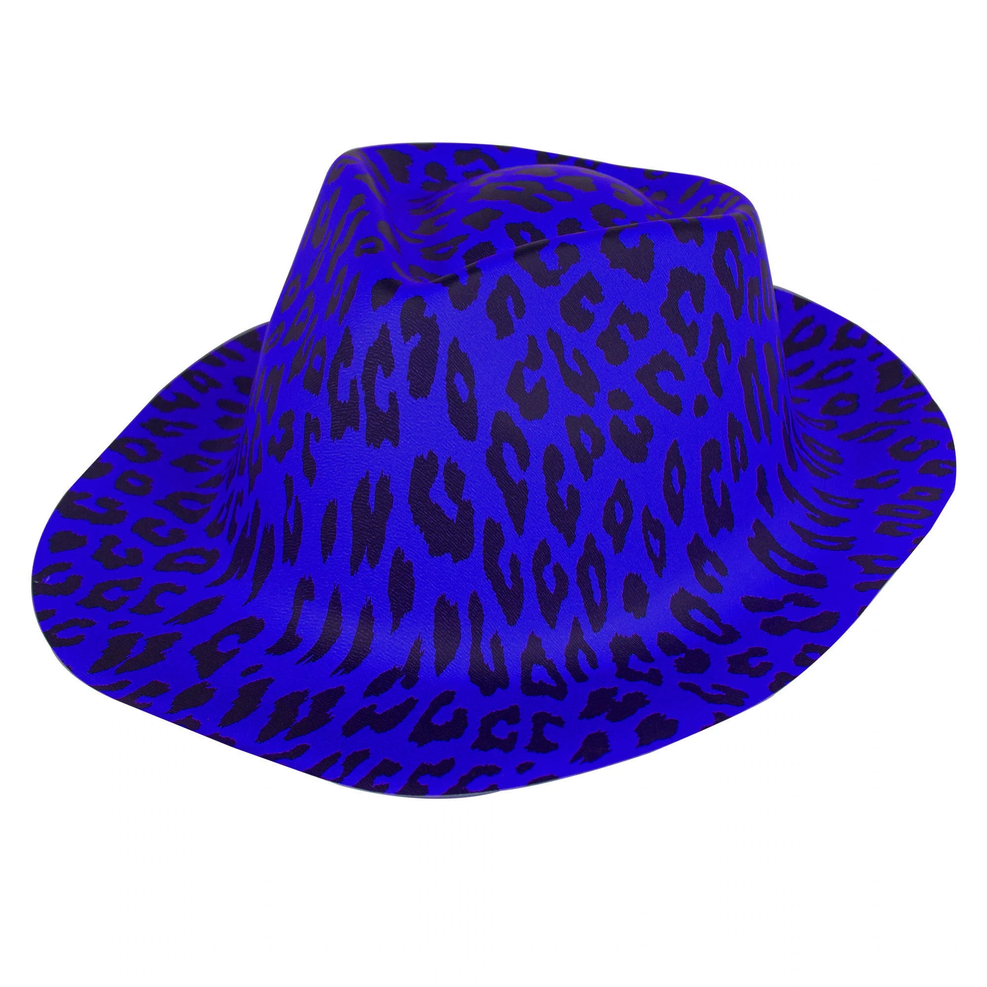 Soft felt hat with plush wool feel -Blue Animal Print Camouflage Fedora Hat