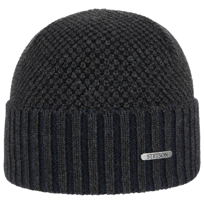 Minimal snapback cap for clean urban style -Tevida Merino Beanie With Cuff by Stetson