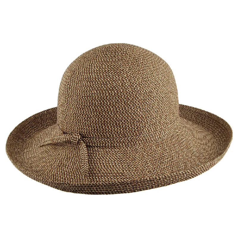 Comfortable straw fedora for women with breathable weave and easy fit -sur la tête Traveller Sun Hat Natural-Black Wholesale Pack