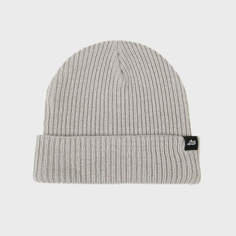 Minimalist cap with small stitched emblem -Lost Swell Beanie Hat - Grey