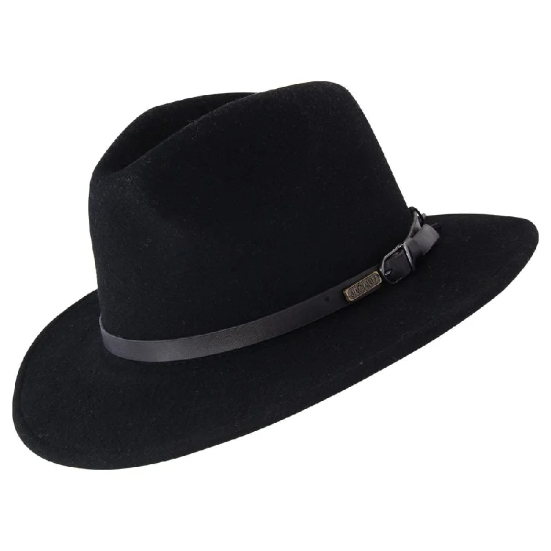 Durable wool felt hat for tough wear -Jacaru Hats Wool Traveller - Black