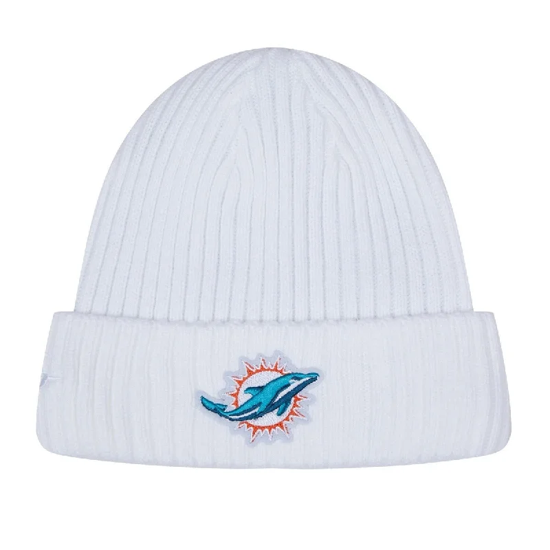 Fitted cap for snug personalized fit -NFL MIAMI DOLPHINS CLASSIC CORE UNISEX BEANIE (WHITE)