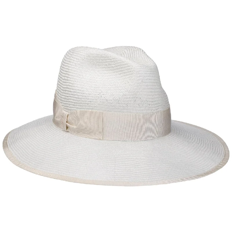 Chic straw bucket hat for women with floral accents for trendy summer look -Uni Sisal Straw Hat by Borsalino