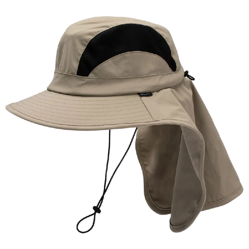 Stylish straw cap for men with woven texture and modern design -Tilley Hats Ultralight Cape Sun Hat - Taupe