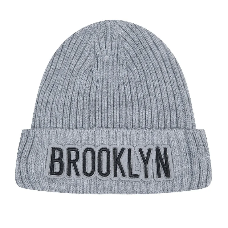 Minimalist mesh cap for airy lightweight feel -NBA BROOKLYN NETS CLASSIC CORE UNISEX BEANIE (GRAY)