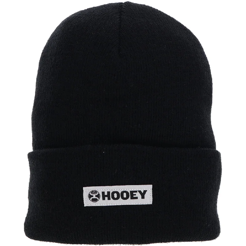 Classic navy cap for timeless wardrobe staple -"Hooey Beanie" Black w/White & Black Patch