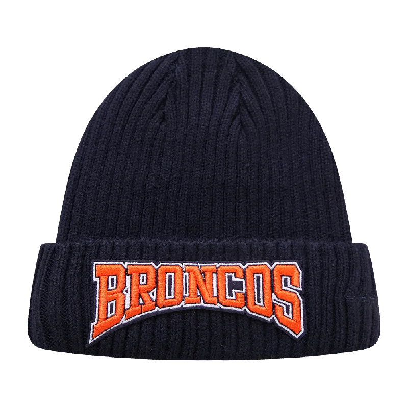 Affordable cap for budget-friendly headwear options -NFL DENVER BRONCOS CREST EMBLEM BEANIE (MIDNIGHT NAVY)