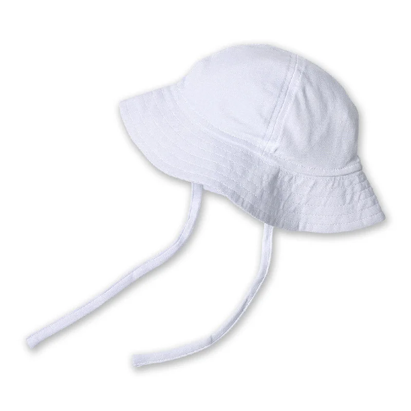 Lightweight straw beach hat for women with a simple design for sun protection -Organic Cotton Sun Hat - White