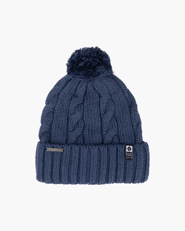 Denim cap with faded wash texture -Halyard Beanie - Blue Steel