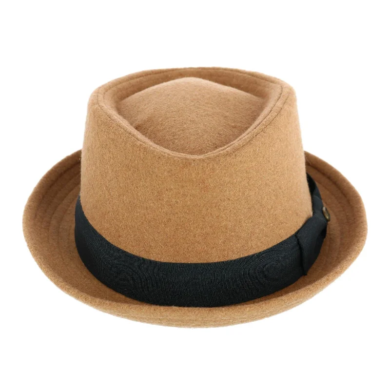 Stylish felt hat with wide brim elegance -Epoch Hats Company Men's Diamond Shape Wool Fedora with Grosgrain Hatband