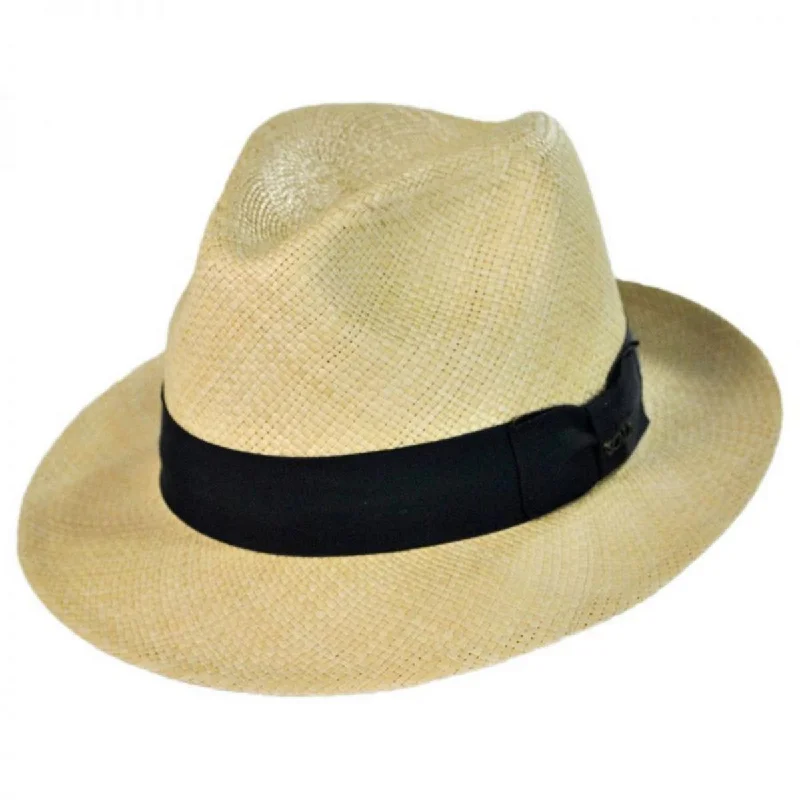 Classic black felt hat for versatile wear -Panama Straw Snap Brim Fedora Hat