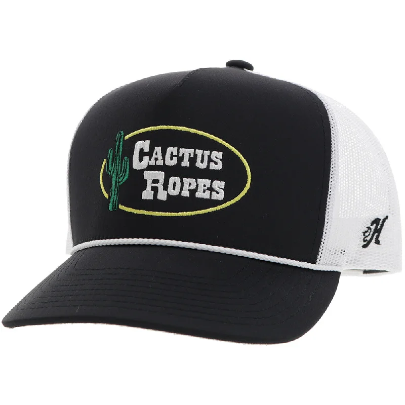 Baseball Cap for Casual Fridays -"CR106" Cactus Ropes Hat Black/White w/Stitching