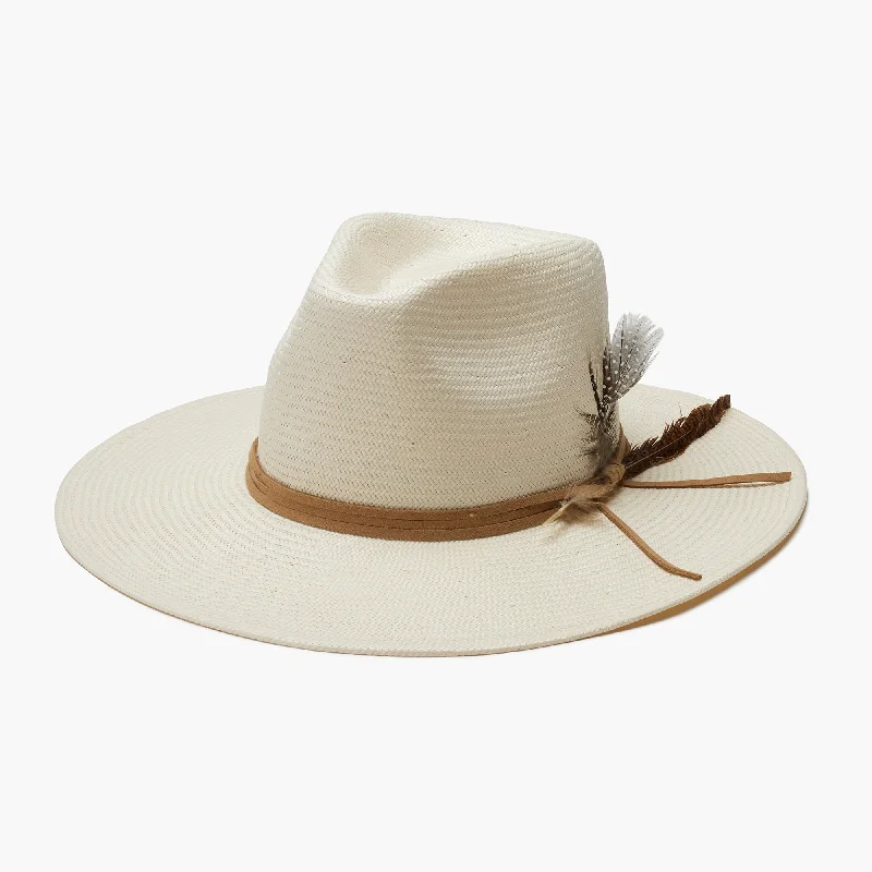 Durable straw hat for men with wide brim for outdoor adventures and protection -Valencia in Cream